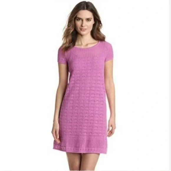 Lilly Pulitzer “Paula” Resort Beach Crochet Fuchsia Travel Dress/Cover Up SZ M - Picture 1 of 14